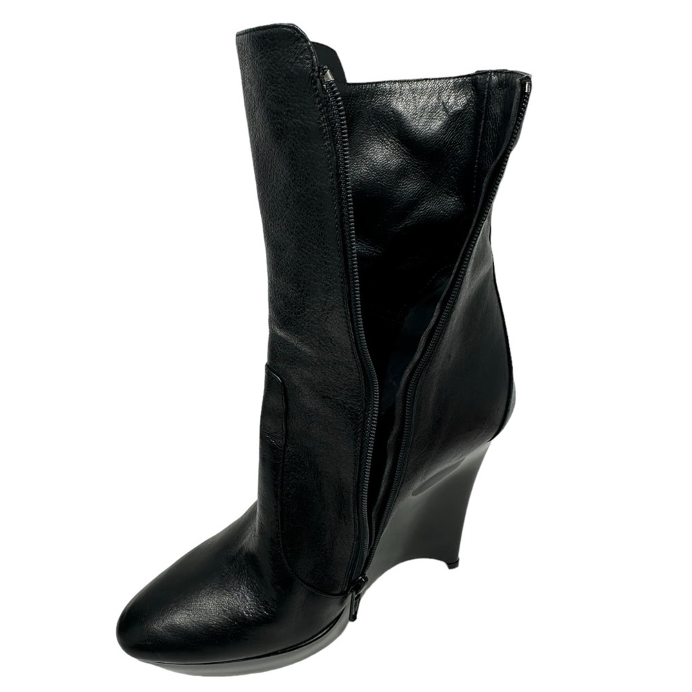 Balenciaga Black Leather Wedge Ankle Boots - Picture 8 of 12